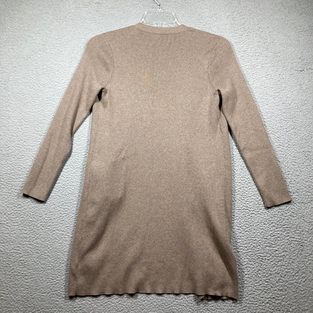 Lauren Ralph Lauren Cardigan Womens PM Tan Beige Long Knit Open Front Pockets - Picture 9 of 10